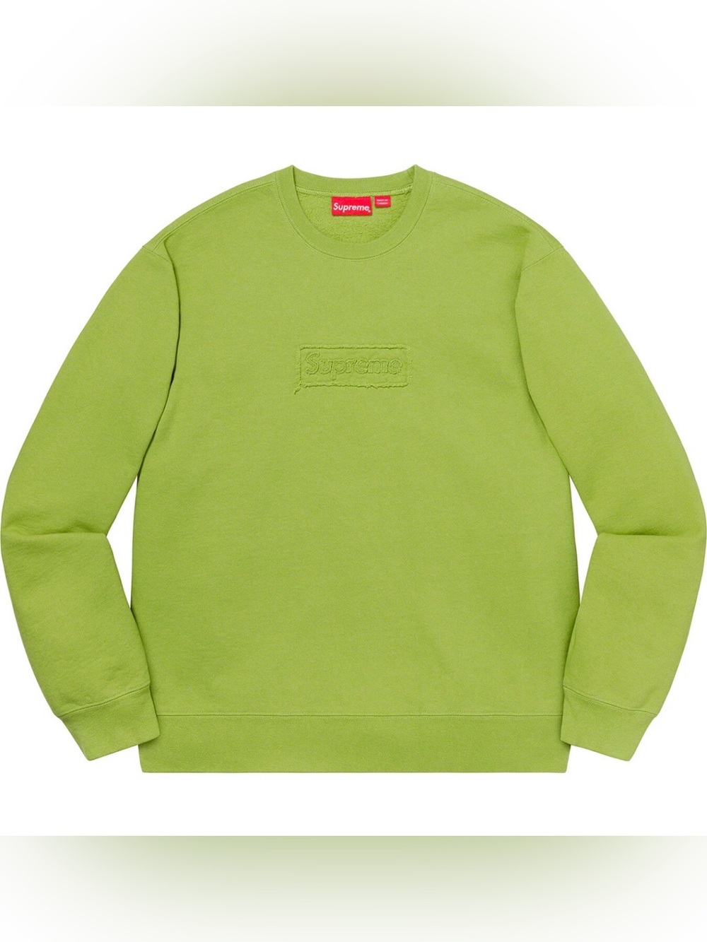 Supreme Lime Green Embroidered Box Logo Crewneck Sweatshirt M